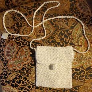 Express Ivory Cross Body Small Crochet Purse NEW
